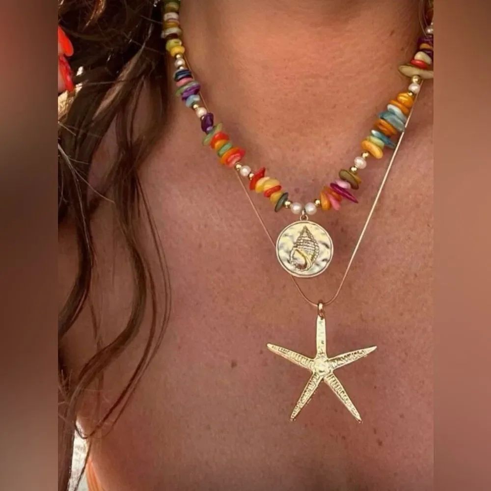 Beaded Starfish necklace S1136